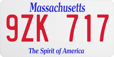 MA license plate 9ZK717