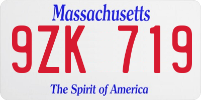 MA license plate 9ZK719