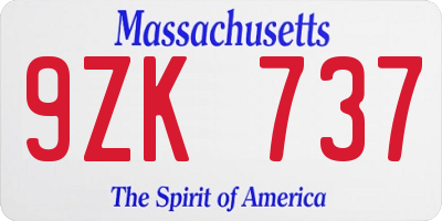 MA license plate 9ZK737