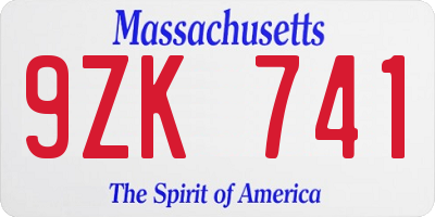 MA license plate 9ZK741