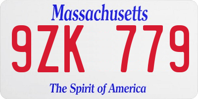 MA license plate 9ZK779