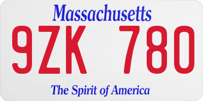 MA license plate 9ZK780