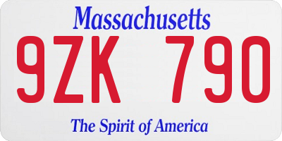MA license plate 9ZK790