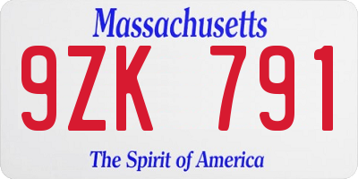 MA license plate 9ZK791