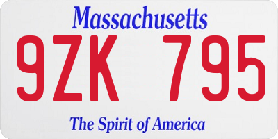 MA license plate 9ZK795
