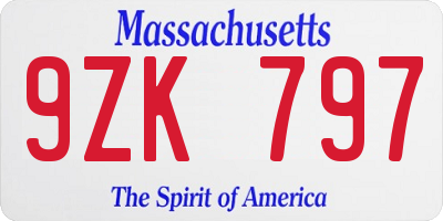 MA license plate 9ZK797