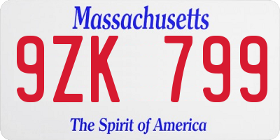 MA license plate 9ZK799