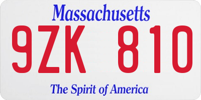 MA license plate 9ZK810