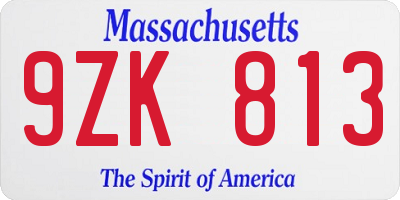 MA license plate 9ZK813