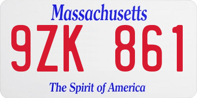 MA license plate 9ZK861