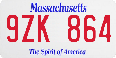 MA license plate 9ZK864
