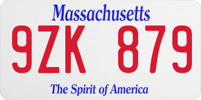 MA license plate 9ZK879