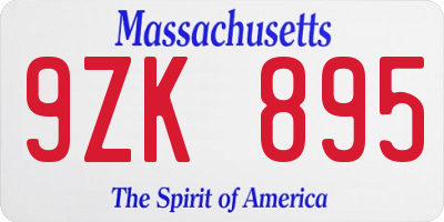 MA license plate 9ZK895