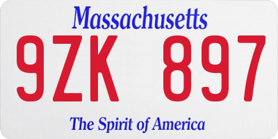 MA license plate 9ZK897