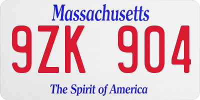 MA license plate 9ZK904