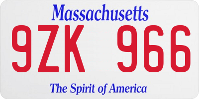 MA license plate 9ZK966