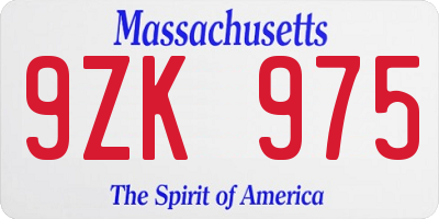 MA license plate 9ZK975