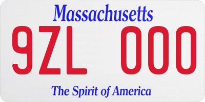 MA license plate 9ZL000