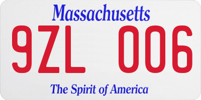 MA license plate 9ZL006