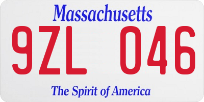 MA license plate 9ZL046