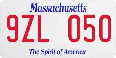 MA license plate 9ZL050