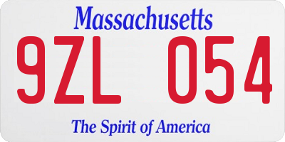 MA license plate 9ZL054