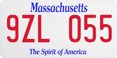 MA license plate 9ZL055