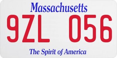 MA license plate 9ZL056