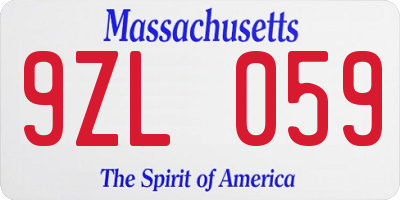 MA license plate 9ZL059