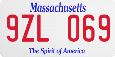 MA license plate 9ZL069
