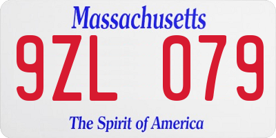 MA license plate 9ZL079