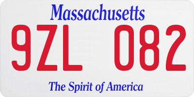 MA license plate 9ZL082