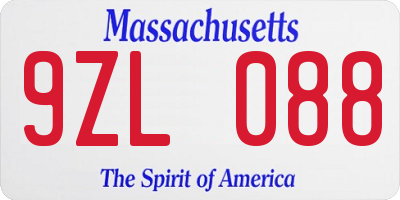 MA license plate 9ZL088