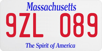 MA license plate 9ZL089