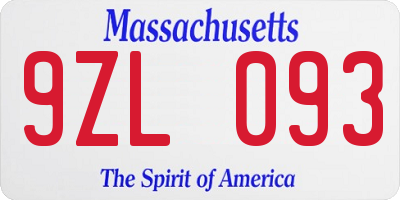 MA license plate 9ZL093