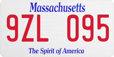 MA license plate 9ZL095