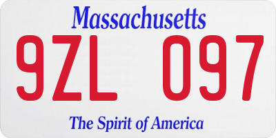 MA license plate 9ZL097