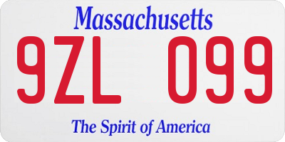 MA license plate 9ZL099