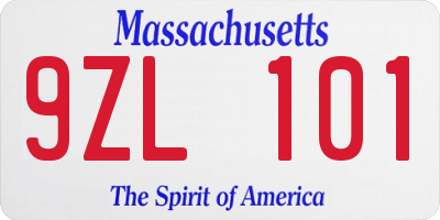 MA license plate 9ZL101