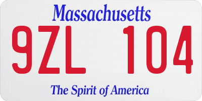 MA license plate 9ZL104