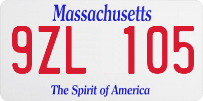 MA license plate 9ZL105