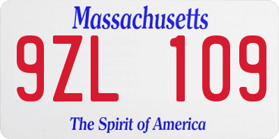 MA license plate 9ZL109