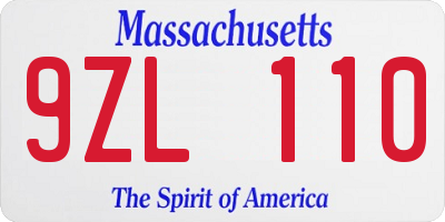 MA license plate 9ZL110