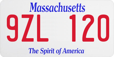 MA license plate 9ZL120