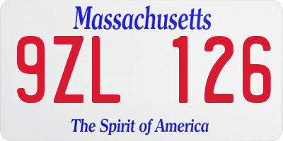 MA license plate 9ZL126