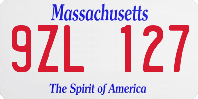 MA license plate 9ZL127