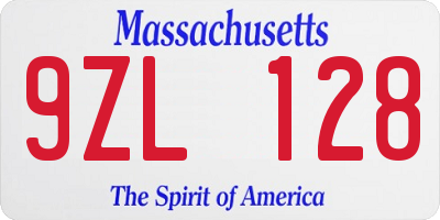 MA license plate 9ZL128