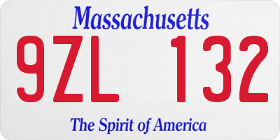 MA license plate 9ZL132