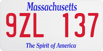 MA license plate 9ZL137