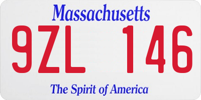 MA license plate 9ZL146